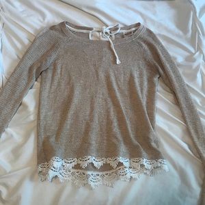 Tan knit blouse